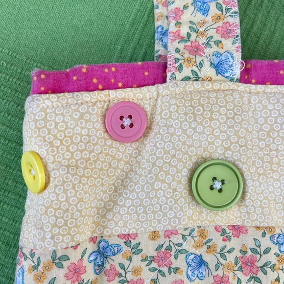 Floral Tote Bag with Colorful Buttons - Picture 3 of 9